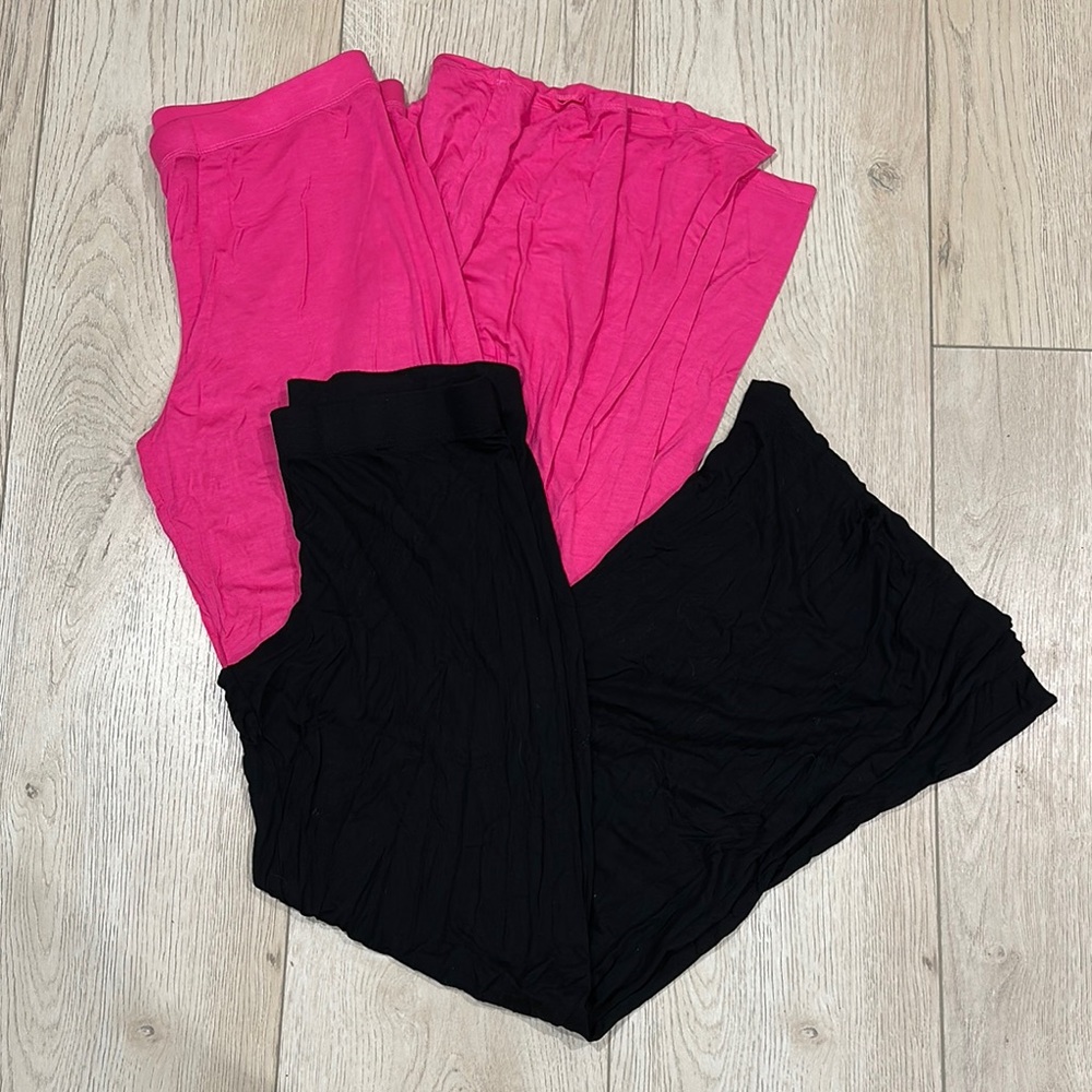 Michael Lauren Black and Pink Stretch Wide Leg Knit Pants Bundle